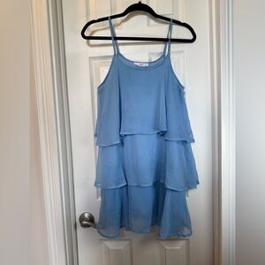 Mango Chiffon Sky Blue Swing Dress Sexy Ethereal Romantic size 4